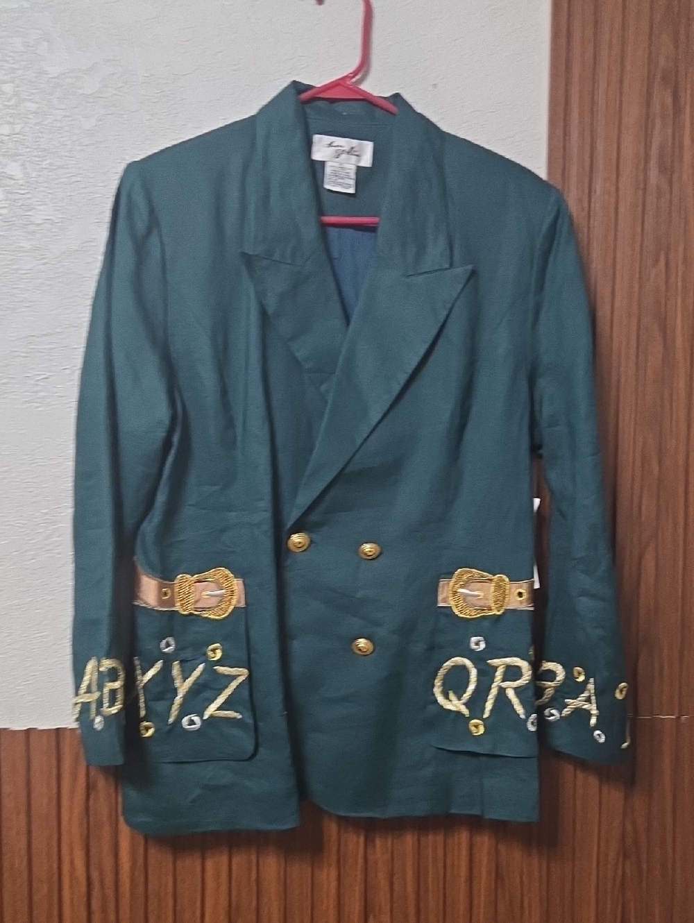 vintage Ann Gerlin women's jacket in a dark green color, made from 100% linen. 